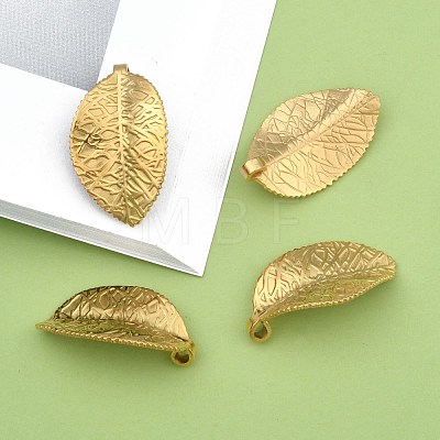 304 Stainless Steel Leaf Pendants STAS-S040-07G-1