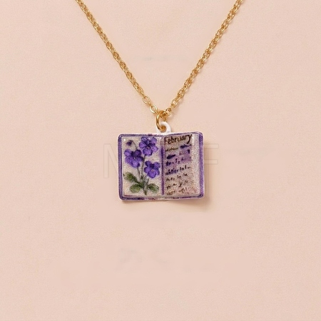 Brass Enamel Book Pendant Necklaces for Women KK-CBAF5B9-01G-02-1