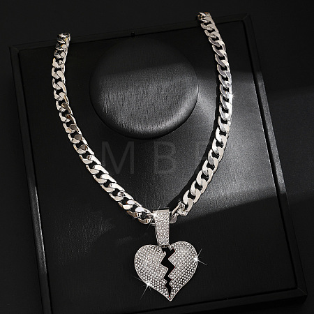Hip-hop Style Zinc Alloy Crystal Rhinestone Pendant Cuban Link Chain Necklaces FS-WG425B8-18-1
