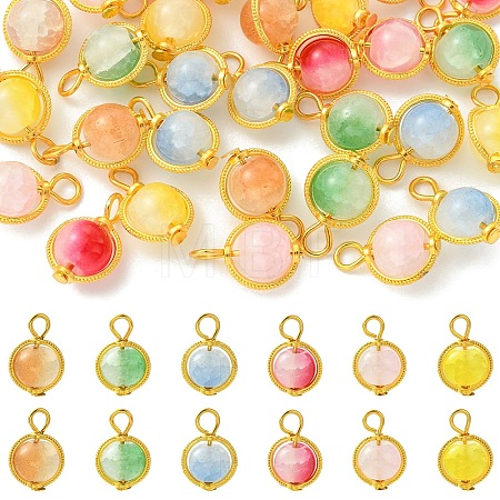 30Pcs 6 Colors Glass Pendants PALLOY-YW00183-1