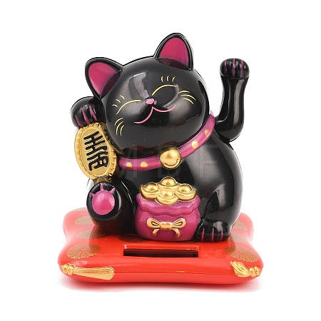 ABS Plastic Solar Powered Maneki-neko Figurines DJEW-B017-01A-04-1