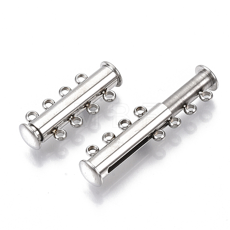Tarnish Resistant 201 Stainless Steel Magnetic Slide Lock Clasps X-STAS-S079-159P-1