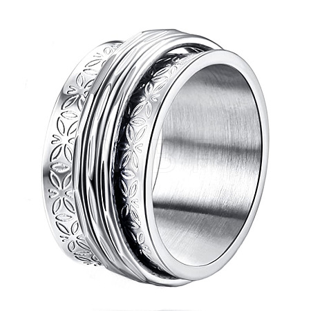Retro Rotatable 304 Stainless Steel Finger Rings FS-WG84C22-09-1