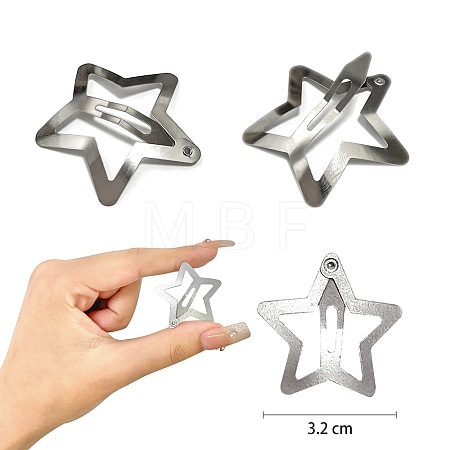 Metal Hollow Star Snap Hair Clips for Women Girls PW-WG27F79-01-1