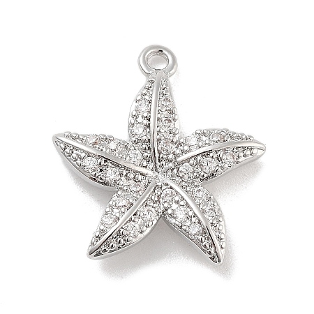 Brass Pave Clear Cubic Zirconia Pendants KK-Z061-09P-01-1