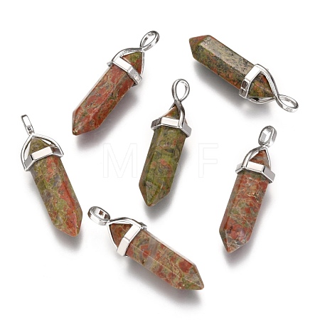 Natural Unakite Double Terminated Pointed Pendants G-F295-04B-1