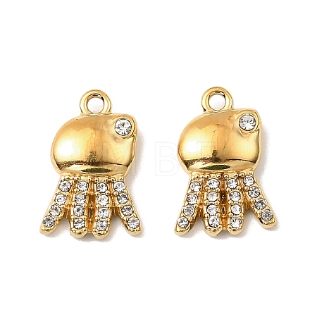 304 Stainless Steel with Crystal Rhinestone Charms STAS-G358-05G-03-1