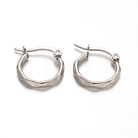 Tarnish Resistant 304 Stainless Steel Hoop Earrings EJEW-D195-P-1