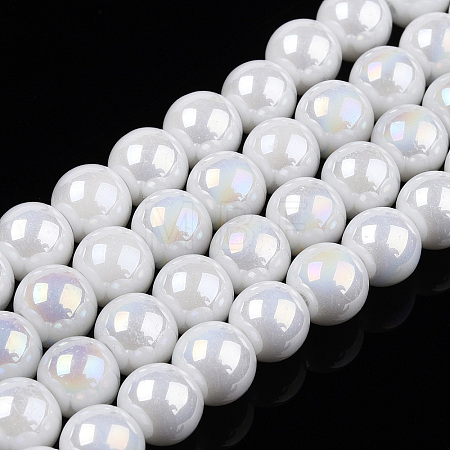 Electroplate Opaque Glass Beads Strands GLAA-T032-P6mm-AB02-1