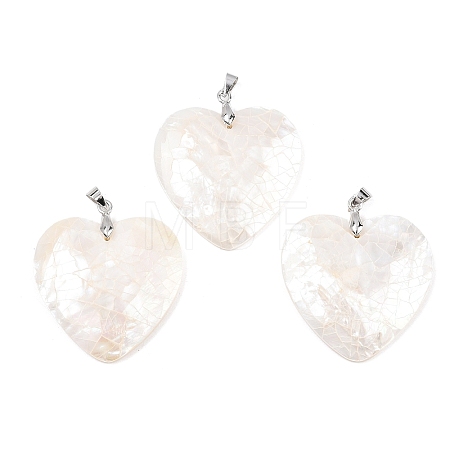 Natural White Shell Heart Pendants KK-C135-09A-1