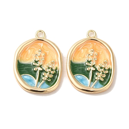 Brass Enamel Pendants KK-S368-09G-1