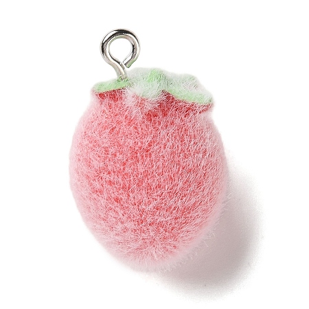 Fruit Theme Flocking Opaque Resin Pendants RESI-D017-04E-P-1