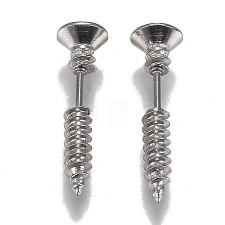 PVD Vacuum Plating 304 Stainless Steel Unisex Punk Hip-hop Rock Nail Shape Screw Pierced Stud Earrings EJEW-F261-01A-1