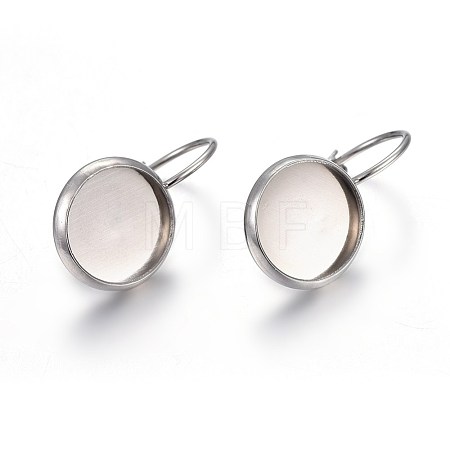 Tarnish Resistant 304 Stainless Steel Leverback Earring Settings STAS-F191-03P-10mm-1
