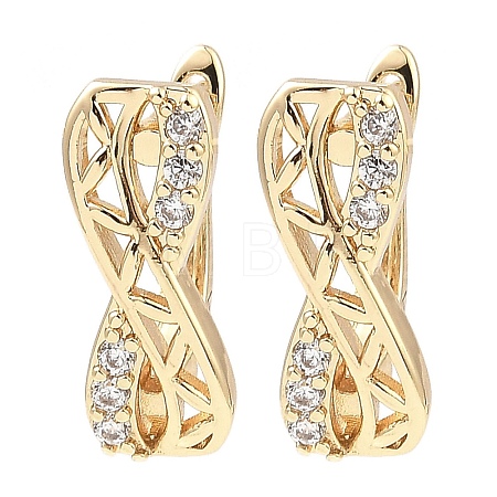 Brass Micro Pave Cubic Zirconia Hoop Earring EJEW-D078-31KCG-1