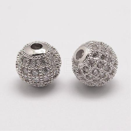Brass Micro Pave Cubic Zirconia Beads ZIRC-E110-05P-1