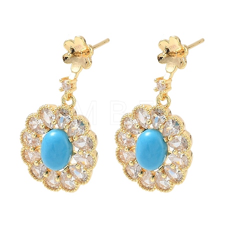 Brass Pave Cubic Zirconia Stud Earring Findings KK-C172-12G-1