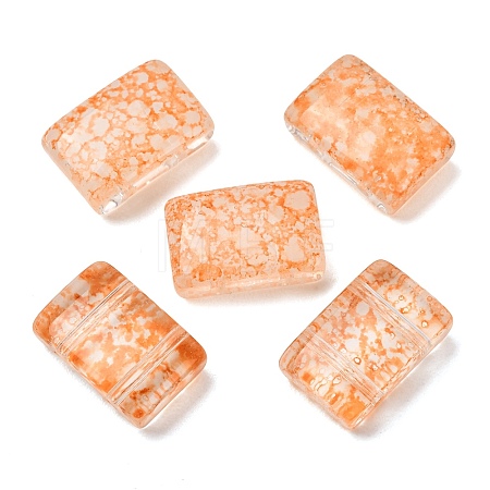 2-Hole Baking Paint Transparent Glass Beads GL-CBA5BF9-01C-1