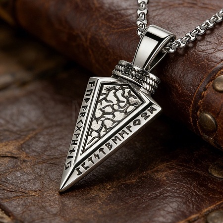 Vintage 304 Stainless Steel Arrow Head Pendant Necklaces for Men WG2A74C-01-1