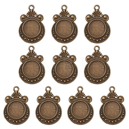 Tibetan Style Zine Alloy Pendant Cabochon Settings PALLOY-YW0001-72AB-1