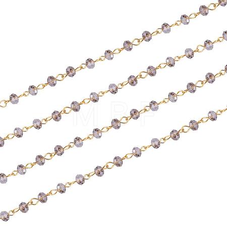 Handmade Rondelle Glass Beads Chains for Necklaces Bracelets Making AJEW-JB00037-05-1