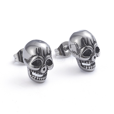 Retro 304 Stainless Steel Stud Earrings EJEW-L248-002AS-1