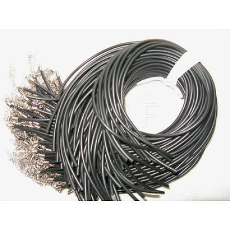 Black Rubber Necklace Cord Making X-RCOR-D002-A-1