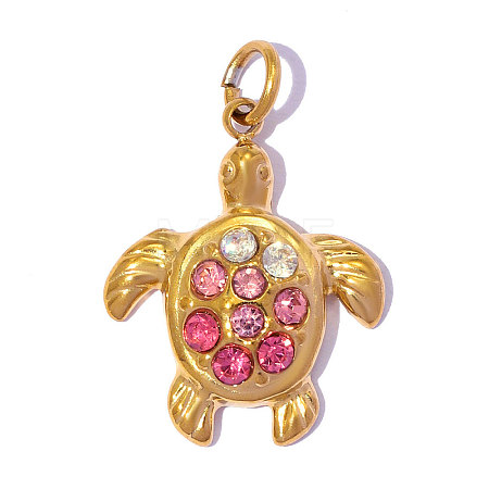 304 Stainless Steel with Rhinestone Pendants RB-OY001-50G-01-1