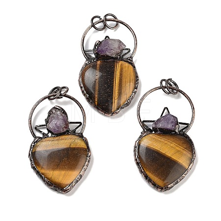 Natural Tiger Eye & Amethyst Big Pendants G-A221-04F-1