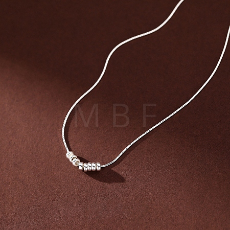 925 Sterling Silver Lucky Bead Rondelle Beaded Pendant Necklaces for Women FS-WGA8826-01-1