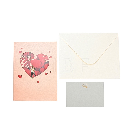 Rectangle 3D Pop Up Paper Greeting Card AJEW-F064-01B-1