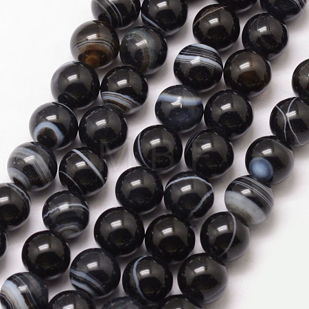 Natural Black Agate Bead Strands X-G-K166-13-8mm-05-1