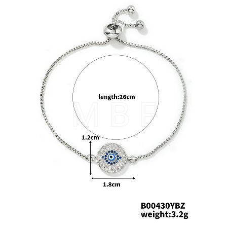 European and American Fashion Evil Eye Brass Rhinestone Link Slider Bracelets EL1092-1