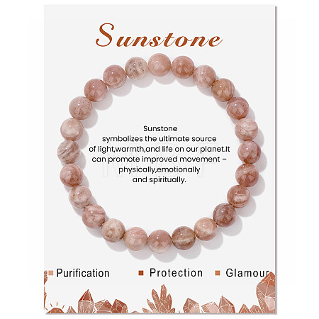 Synthetic Sunstone Beaded Stretch Bracelets PW-WG7FE75-17-1-1