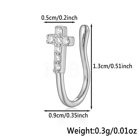 925 Sterling Silver Pave Clear Cubic Zirconia Cross Nose Rings MA2524-6-1