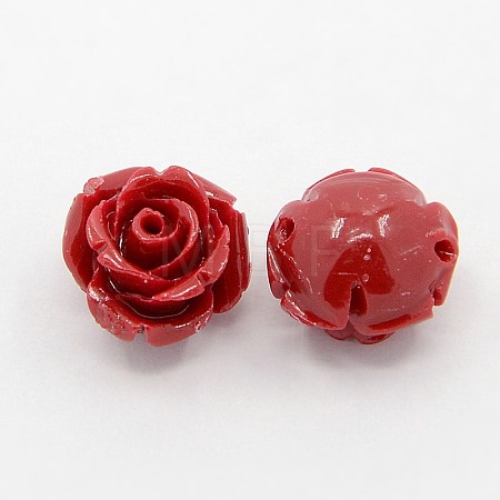 Synthetic Coral 3D Flower Rose Beads CORA-A006-12mm-002-1