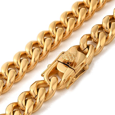 Ion Plating(IP) 304 Stainless Steel Cuban Link Chain Necklaces for Men NJEW-L173-018G-02-1