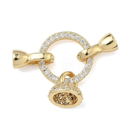 Ring Brass Micro Pave Clear Cubic Zirconia Fold Over Clasps KK-Z143-15G-1