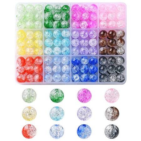 216Pcs 12 Colors Transparent Crackle Acrylic Beads CACR-YW0001-05-1