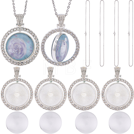 DIY Blank Dome Alloy Rhinestone Pendant Necklace Making Kits DIY-SP0002-73B-1