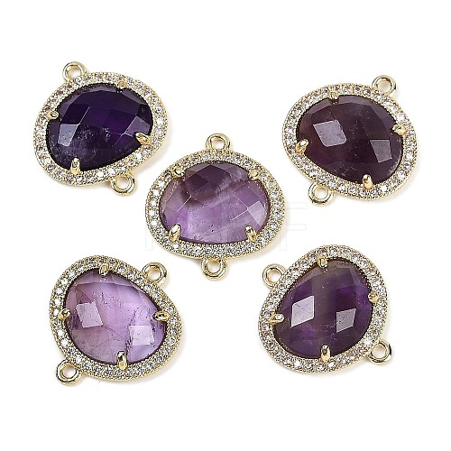 Natural Amethyst Faceted Oval Links G-B126-01G-03-1