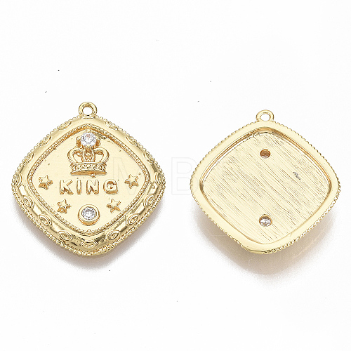 Brass Micro Pave Clear Cubic Zirconia Pendants KK-R126-018-NF-1