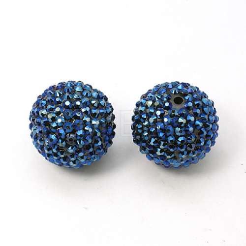Chunky Resin Rhinestone Bubblegum Ball Beads RESI-M011-11-1
