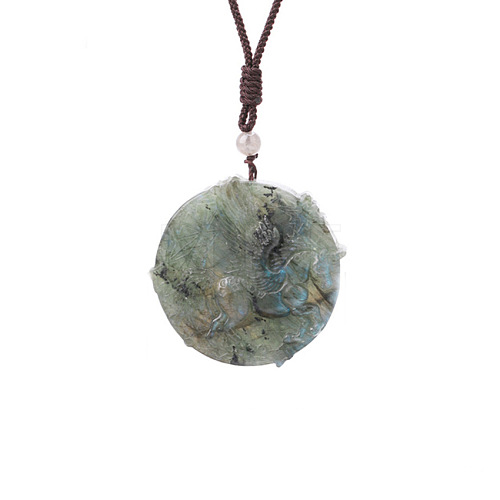 Natural Labradorite Pendants Necklaces PW-WG80763-03-1