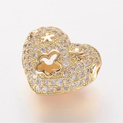 Brass Micro Pave Cubic Zirconia Beads ZIRC-K063-42G-1