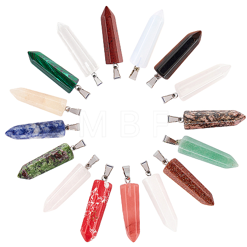 Natural & Synthetic Gemstone Point Pendants G-NB0001-27P-1