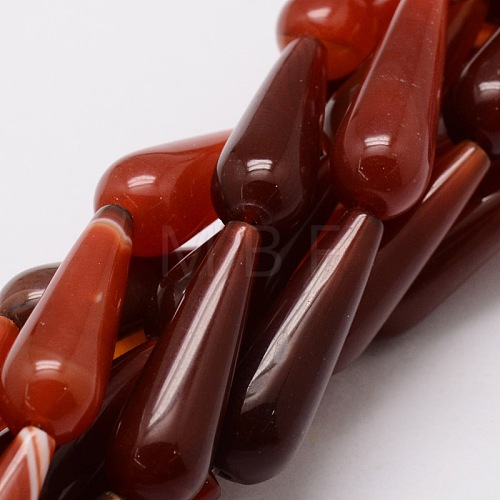 Dyed Natural Carnelian Teardrop Beads Strands G-E329-29B-1