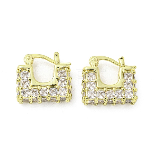 Rectangle Rack Plating Brass with Cubic Zirconia Hoop Earrings EJEW-Z035-02G-1