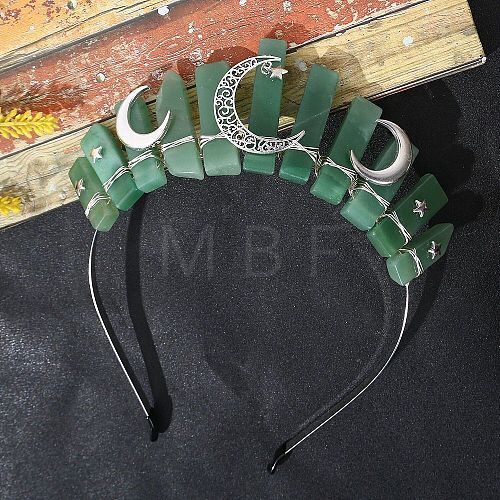 Natural Green Aventurine Hair Bands PW-WG70490-01-1