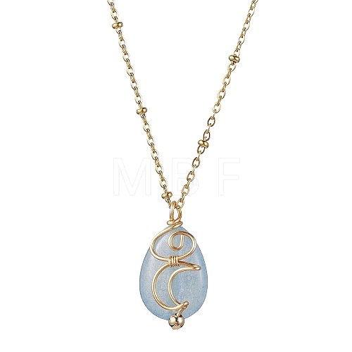 Natural Quartz with Brass Pendant Necklaces NJEW-JN04679-03-1